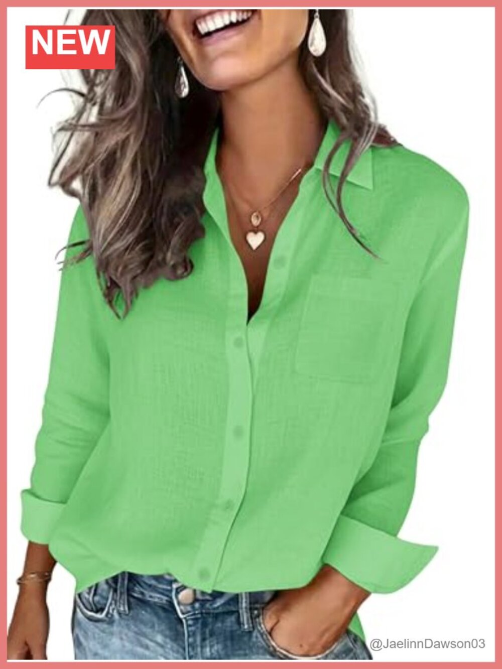 Womens Cotton Linen Textured Button Down Shirt Long Sleeve Blouse Pocket